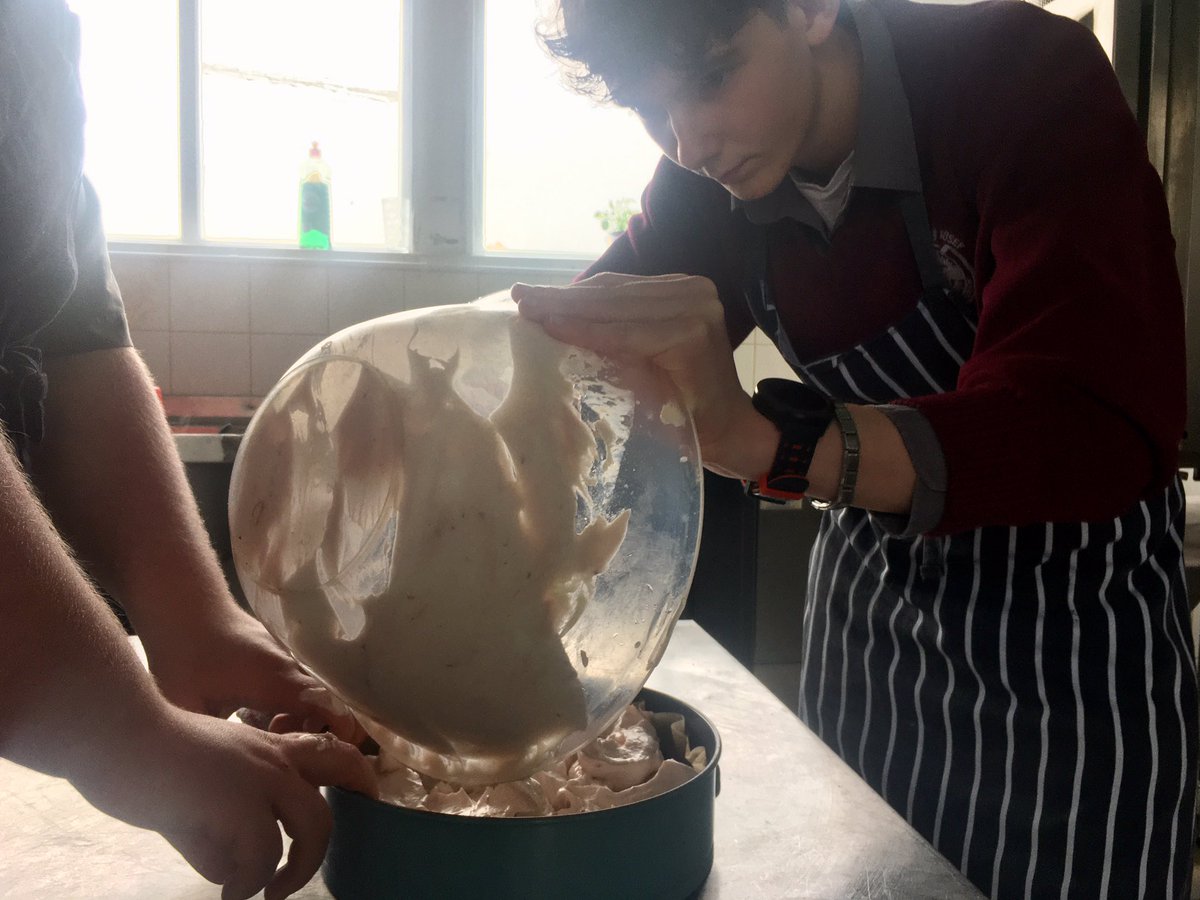 CBSKitchen's tweet photo. Completing a busy week, one of our students took on the task of dessert making. He showed how simple it is to make your own Cheese Cake. Here is his โFresh Rasberry with an Oreo Cookie baseโ version. Fantastic creative work! #KitchenSkills #FocusedStudents #ProudofmyStudents https://t.co/9lLRsLO3IA