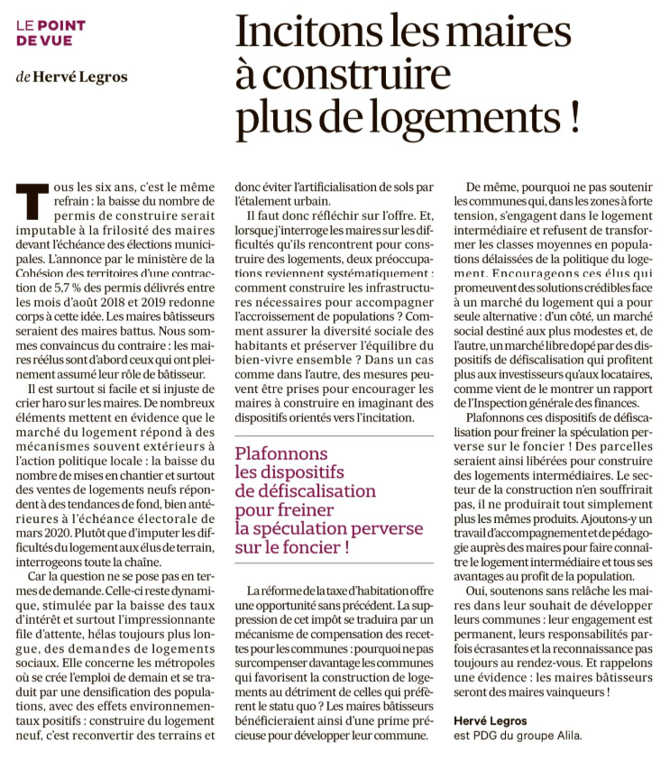 AlilaPromoteur's tweet photo. ✅récompenser financièrement les maires bâtisseurs
✅plafonner les dispositifs de défiscalisation spéculatifs
👉lire dans @LesEchos, les propositions d'@LegrosHerve pour aider les maires à #construireplus
#logement #Municipales2020 #HLM #REML2020 https://t.co/XjT2EanFPt