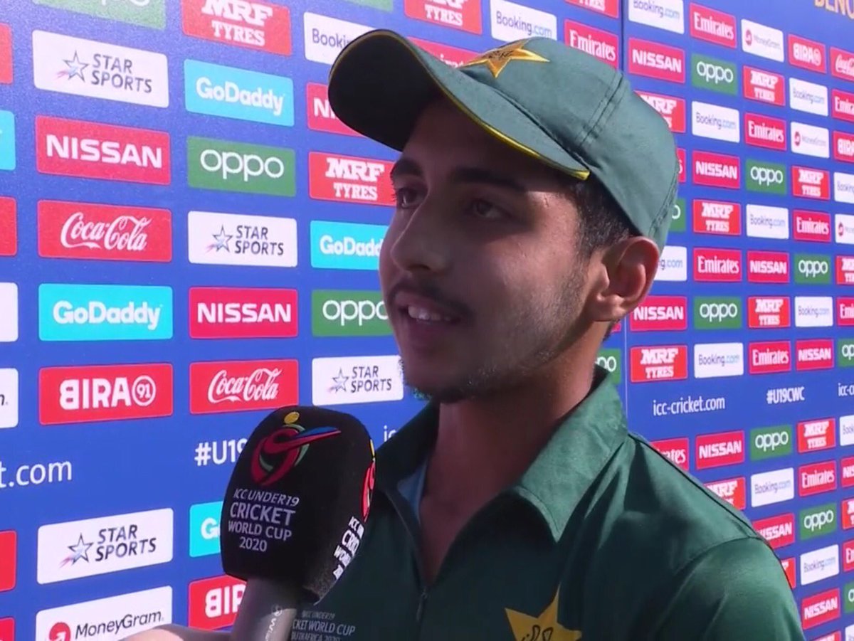 Player of the match in his debut game, well played Mohammad Huraira 👏👏 congratulations #Pakistan team for qualifying for the semifinal in the #U19CWC #PAKvsAFG