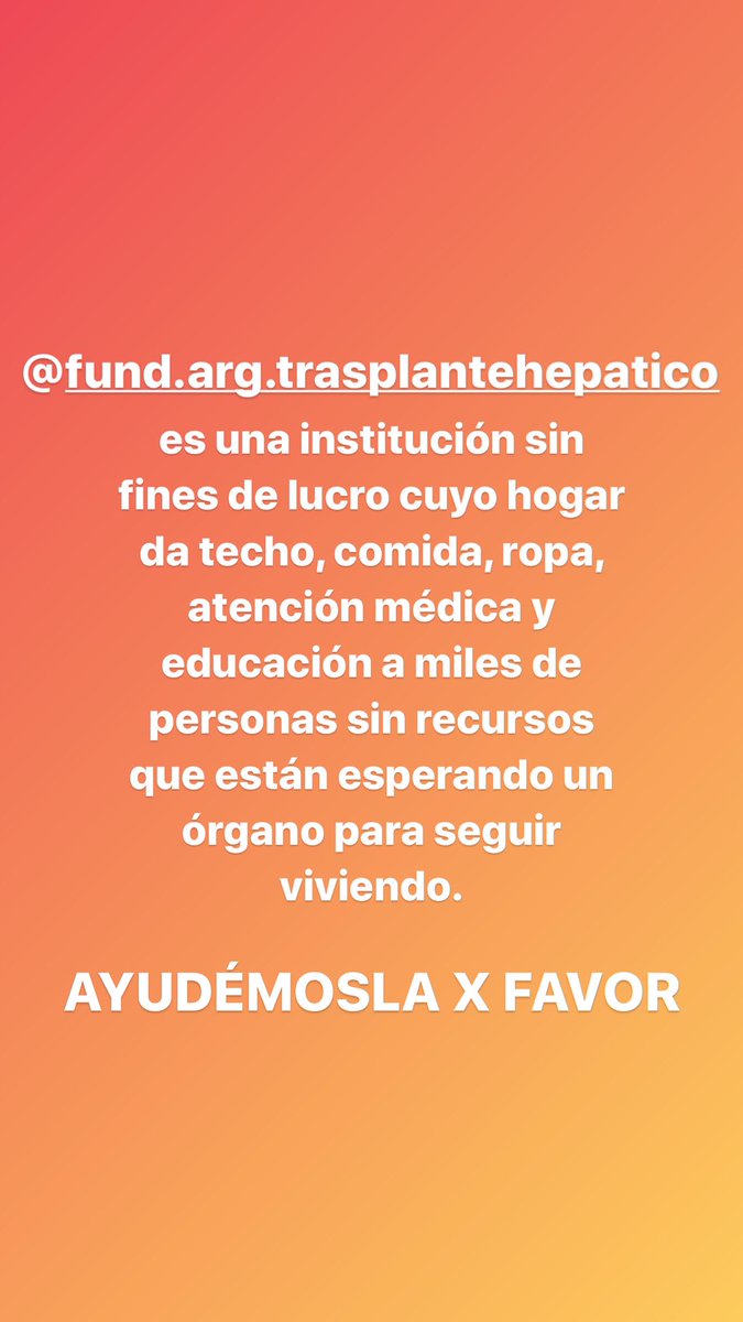🙏ME AYUDAS CON UN RT?
✋Hay muchas personas sin recursos esperando un órgano para seguir viviendo.
👉La Fundacion Arg de Trasplante Hepático tiene un hogar que las atiende en todo sentido ♥️
🙏El Sab 8/2 hacen un evento a beneficio en la terraza del hogar, hermoso lugar. En CABA