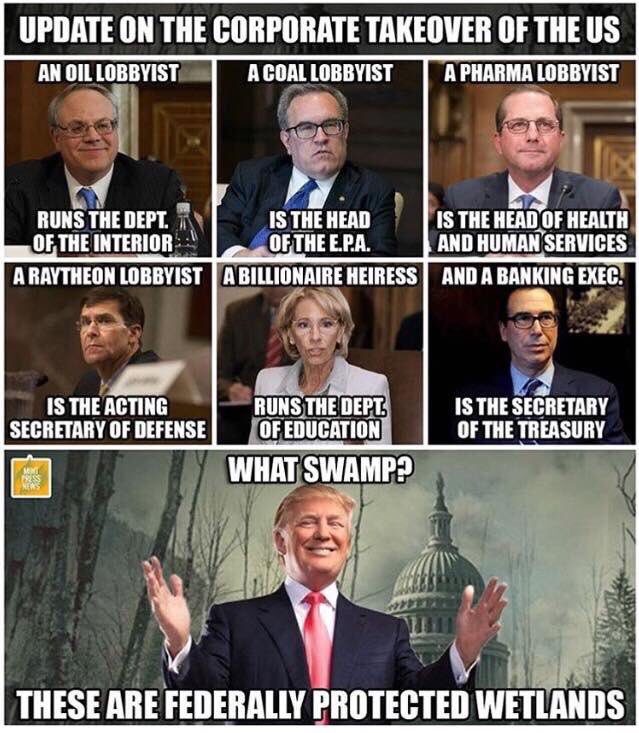 Hearing the President's claim that he drained the Swamp #IsHardToSwallow