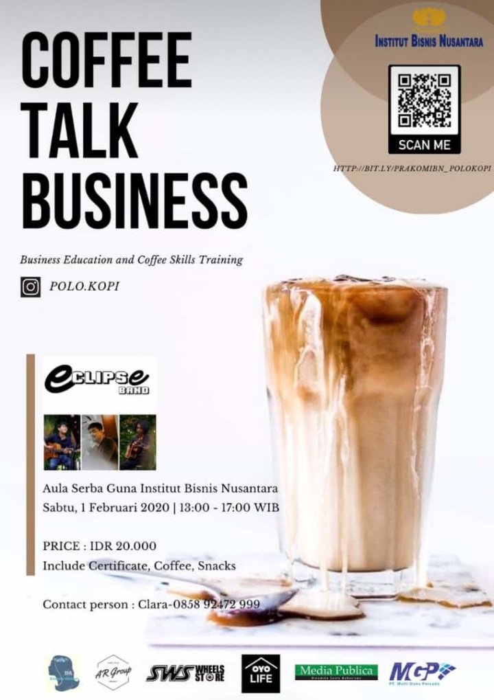Hi Milenials People! 

Let's come and join with us for learning Business Education and Coffee Training on February 01st 2020, 13.00 WIB at Jl. DI. Panjaitan Kav.24 Cawang, Jakarta Timur

Let's get more information to be Entrepreneur !!

For Registration :  bit.ly/prakomibn_polo…