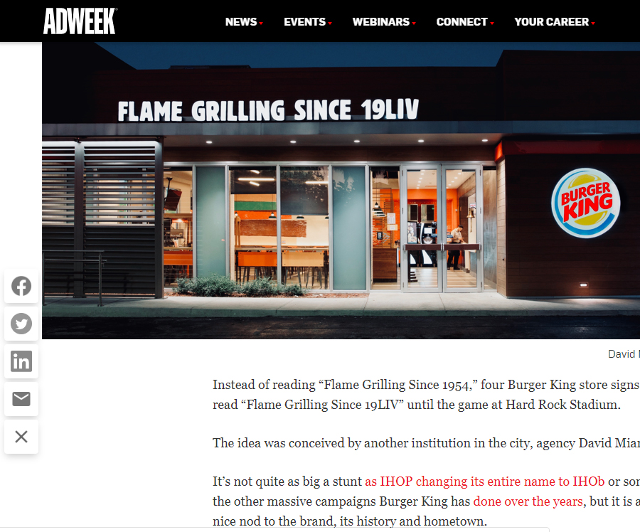 SignCraftInd's tweet image. It's the one time of year to embrace Roman numerals!
#superbowl54

Read more about How Burger King is tweaking its Miami signage for the Super Bowl in the article below:

adweek.com/agencies/how-b…

#signcraft #signs #indianapolis
#signcraftind #branding