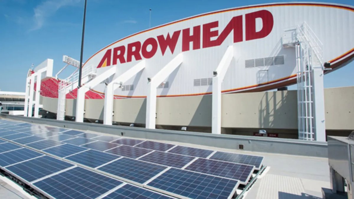 SolarPowerWorld's tweet image. Super Bowl LIV is this weekend! Which team is most pro-solar? 

The @Chiefs support 25 kW of solar at @ArrowheadEvents, and the @49ers have 375 kW at @LevisStadium. 

49ers win the solar game! 🌞 🏆 

#ChiefsKingdom
#GoNiners
#SBLIV