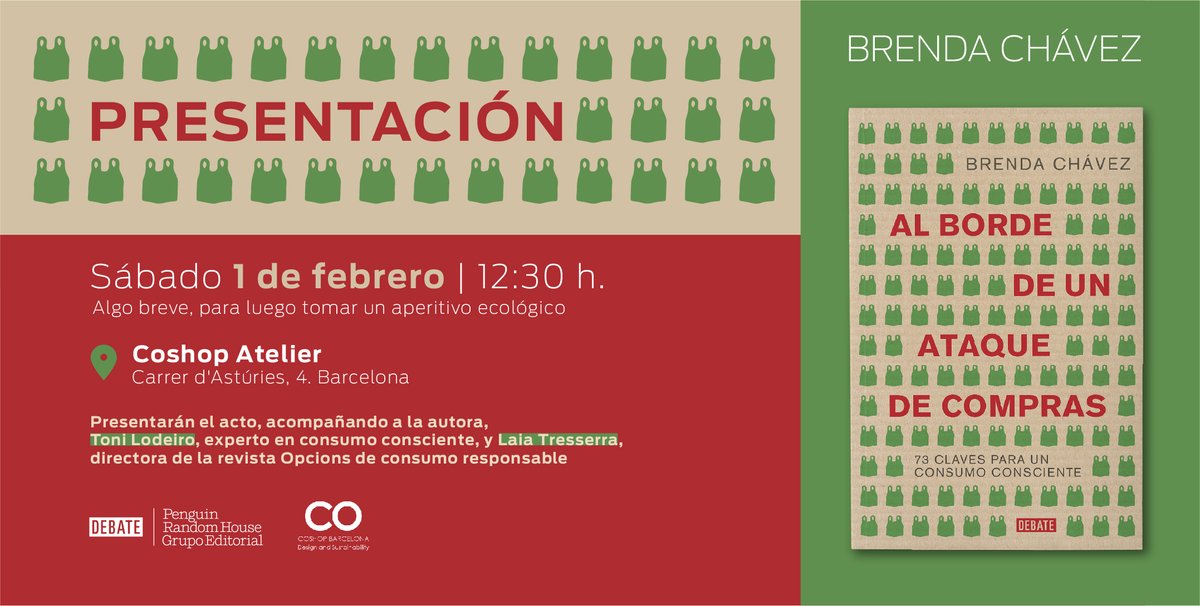debatelibros's tweet photo. 🗓 Mañana sábado (12 h) en Barcelona: @BrendaChavez_ presenta #AlBordeDeUnAtaqueDeCompras (https://t.co/Jd8UN4VS2N) en la tienda de #ModaSostenible #Coshop (@capipotapro), con una conversación con @LTresserra y @tonilodeiro, de @opcions, y un aperitivo #ecológico https://t.co/av1f6Ejr3r