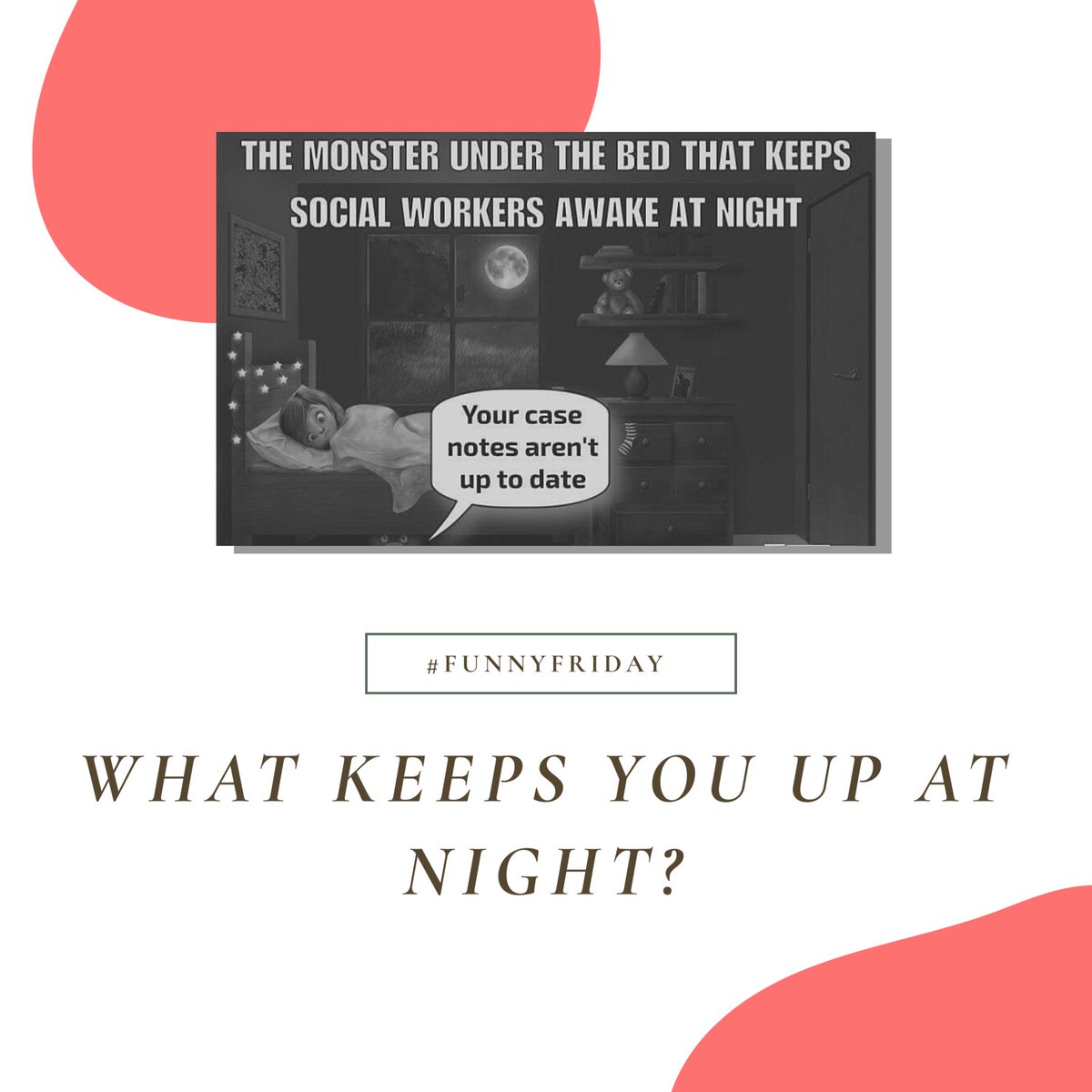 NASW_TN's tweet photo. We hope all your case notes are up to date by the end of the day so that you can get some good sleep this weekend!  #funnyfriday #socialwork #socialworkers #naswtn #nasw https://t.co/GJ5GfDSb5T