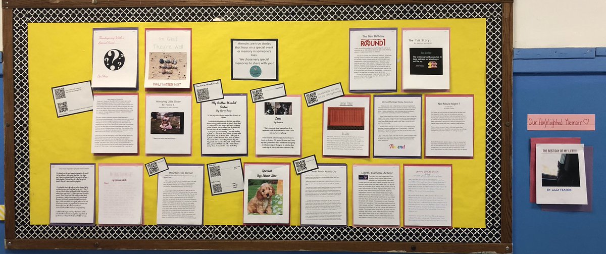 msmancuso5's tweet photo. Memoirs are a great way to reflect on the good times and sometimes the bad. We shared our favorite memories, complete with QR codes that lead to special features, such as videos and slideshows.
#msmancuso @NHPRoadSchool  @NHPGCP https://t.co/aPJsYsghfd
