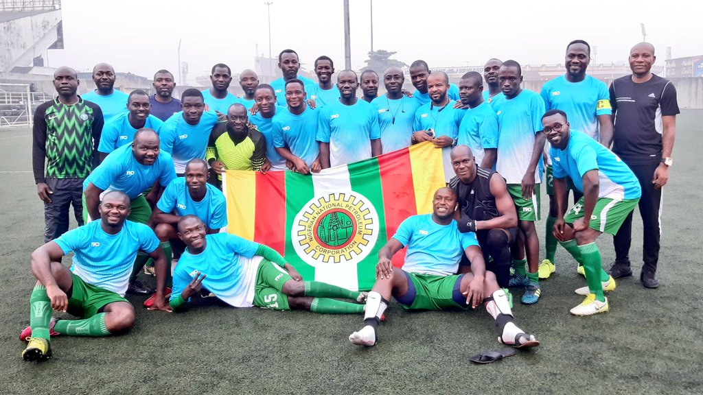 AbbaAudu_'s tweet photo. Congratulations to the @NNPCgroup Football Team for reaching the @officialnogig Final. In a pulsating encounter played at the Legacy Pitch of the National Stadium Lagos today, #TeamNNPC defeated Team @ExxonMobil_NG by two unreplied goals, scored by James Ajegunle and Aliyu Kabir. https://t.co/b2bsY5T5Ah
