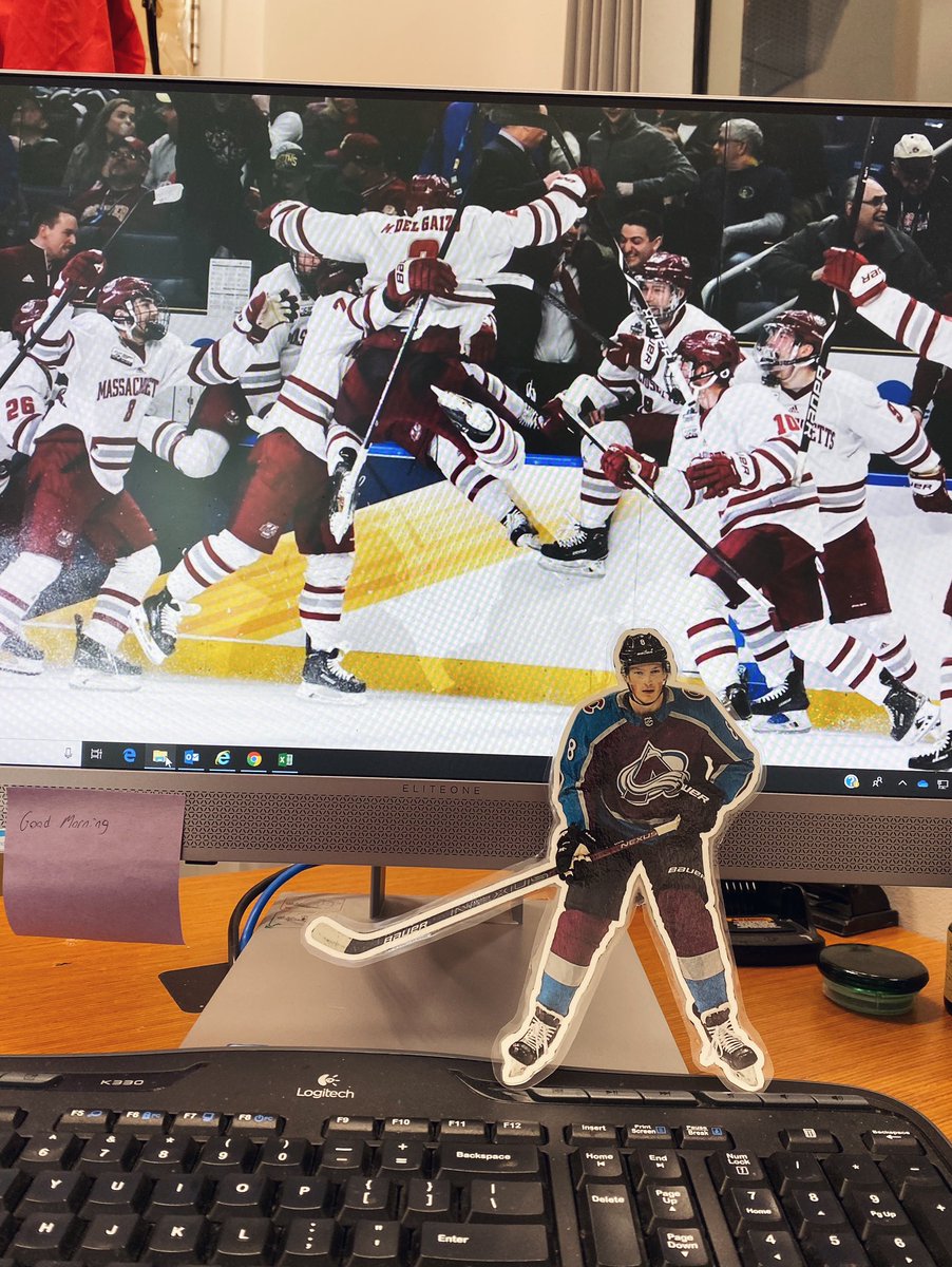 rachelswid's tweet photo. Cale came to work with me and had a great time learning how to laminate.. also had a nice visit with his former teammates #AllMailCale @Avalanche https://t.co/3AtJa8Ef9O