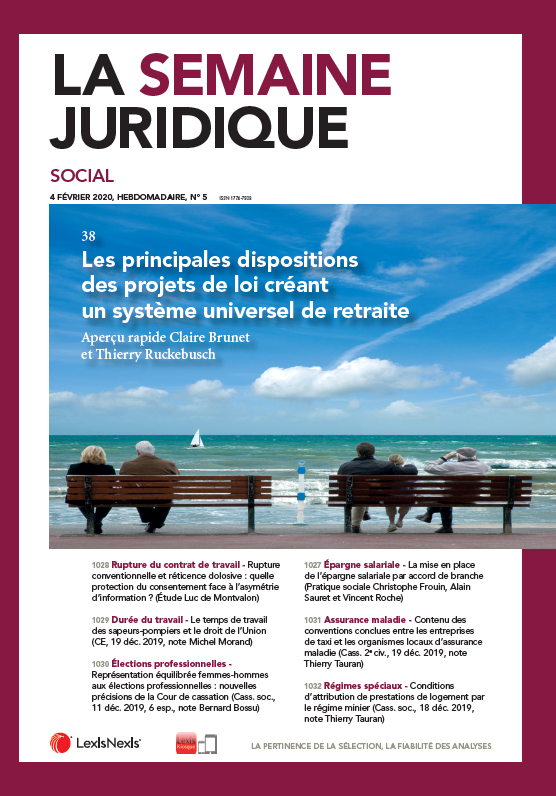 JCP_Social's tweet photo. À la Une de la SJS n° 5 un aperçu rapide sur "Les principales dispositions des projets de loi créant un système universel de retraite" de Claire Brunet et Thierry Ruckebusch

Bonne lecture ! https://t.co/GNfKq1PE63