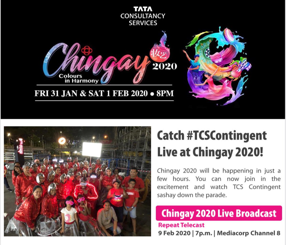 TCS_AsiaPacific's tweet photo. Catch the #TCSContingent live at https://t.co/Ku0grWgYru and see how our #TCSFamily in Singapore have used your #DigitalBlessings in their costume light choreography and holograms!
#Chingay2020 https://t.co/NWPa0GauAc