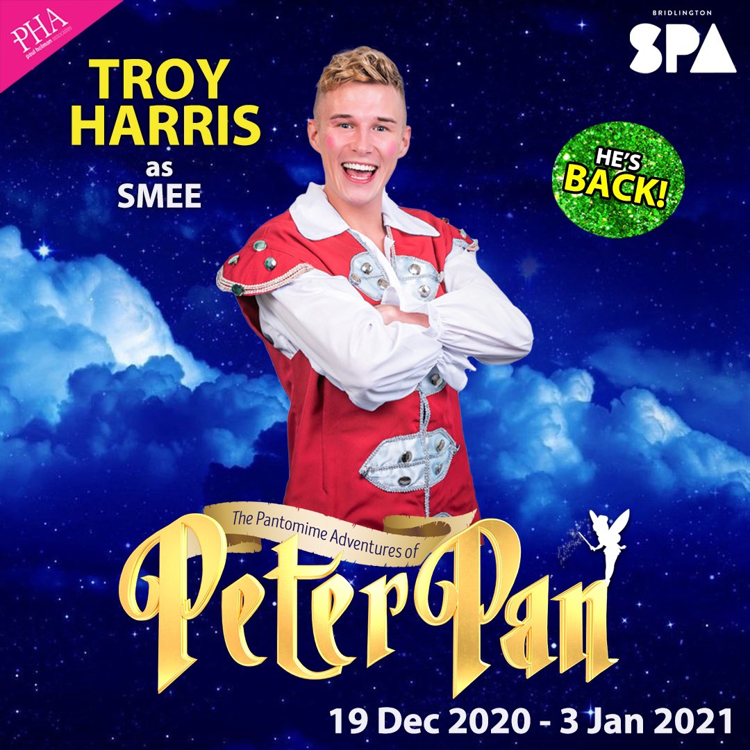 TroyHarrisUK's tweet photo. Ahoy there! 
I am beyond excited to be returning to the @bridspa this Christmas as Smee in Peter Pan. Thank you so much @PHApantos. I cannot wait to work with you again and see everyone at brid! 😍🙌🏼 #bridpanto #imback https://t.co/uOFqugdQkS