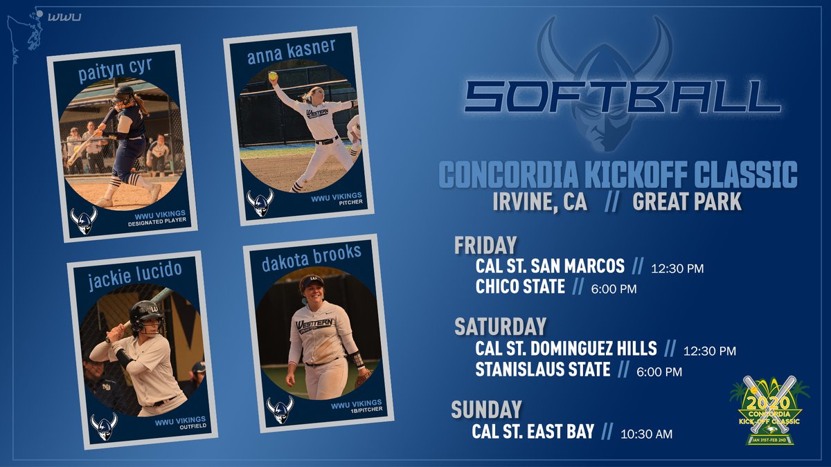WWUAthletics's tweet photo. SB🥎 | It's 𝗢𝗣𝗘𝗡𝗜𝗡𝗚 𝗗𝗔𝗬 for @WWU_Softball with two games at the Concordia Kickoff Classic in Irvine, Calif.
All games will feature live stats coverage and score updates will be posted on this account.
Good luck #Team28!
📊 https://t.co/wrHNf7yoAm
#CUIKickoff https://t.co/MypgDUATxz