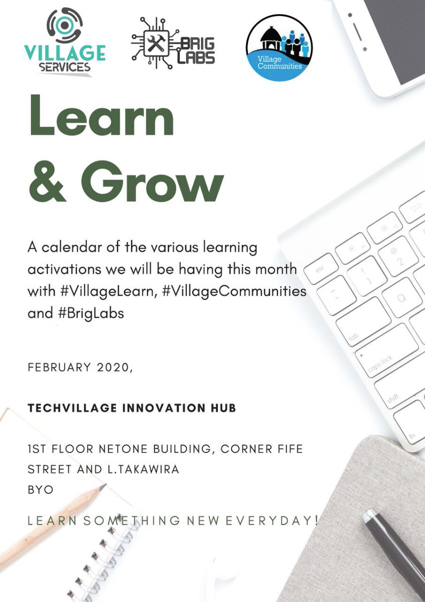 VillageServeZW's tweet photo. Great news guys...our February calendar is out, so you can check out all the upcoming events we have @techvillagezw in Feb.
Bookmark this and join us in the month of Love!
#VillageLearn #BrigLabs #VillageCommunities https://t.co/U7ynL9w3uR