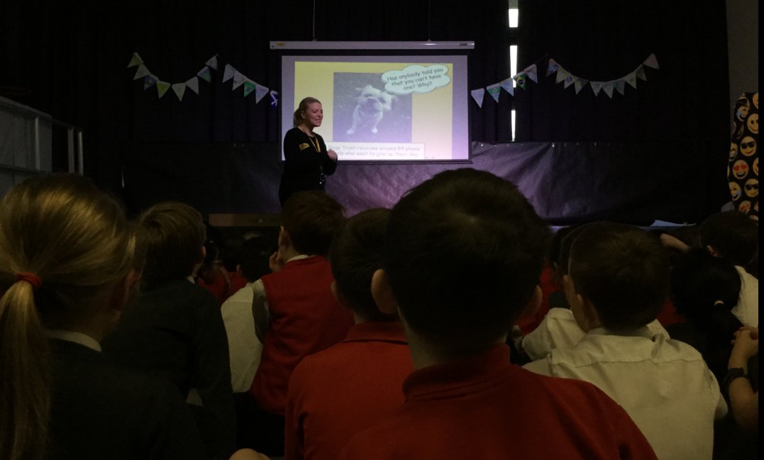 CrookfurPrimary's tweet photo. Thank you to Gemma Kelly from Dogs Trust for coming  along to our P1-3 assembly today and talking to us about staying safe around dogs. 
#bedogsmart
#keepingsafe https://t.co/kBwZRVrowg