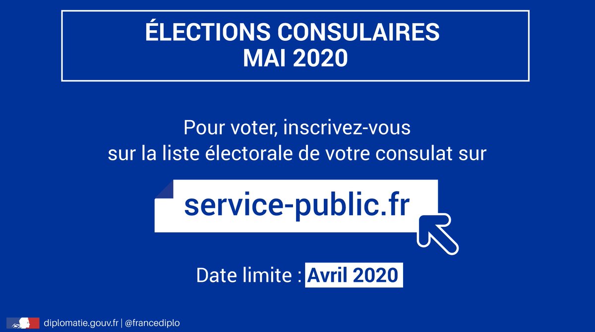ConsulatFRLiban's tweet photo. Élections 2020 :

▪️ Pour vous inscrire sur la liste électorale ou pour mettre à jour vos coordonnées:

➡️ https://t.co/ZDhNip8ufp https://t.co/RvBS4Da6I7