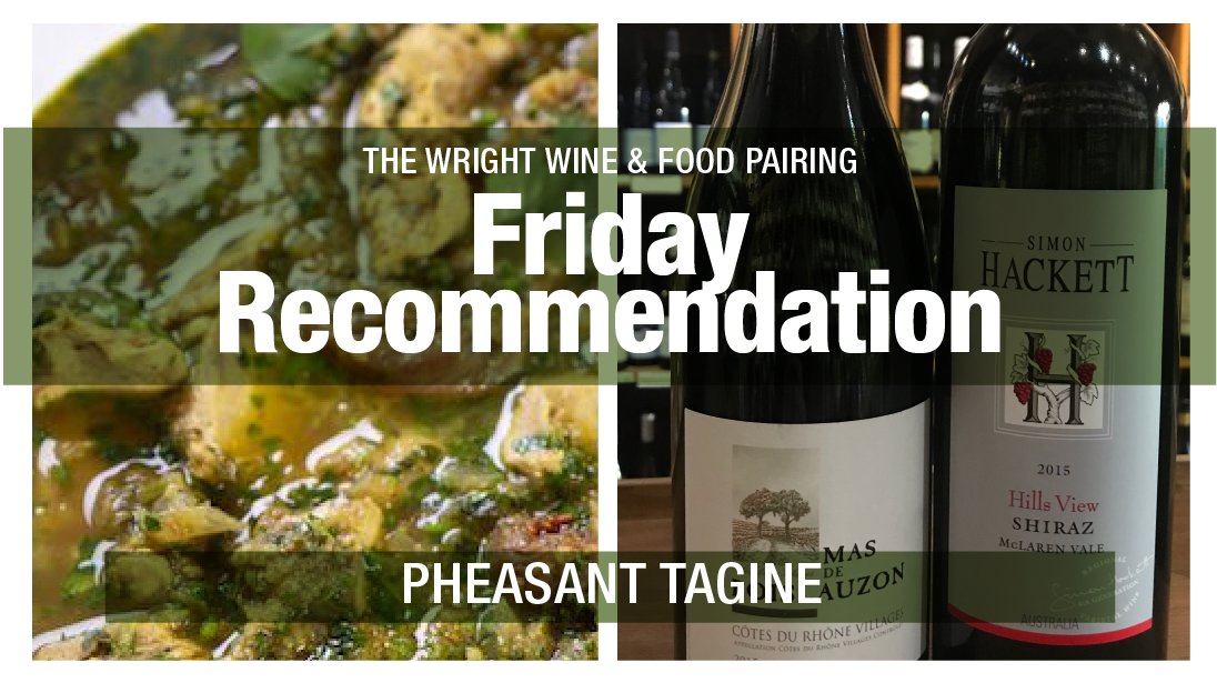 winesandwhisky's tweet photo. Wave goodbye to dry January with our Friday Food and Wine Pairing suggestion! Match a spicy pheasant tagine with Cotes du Rhone Village Mas de Boislauzon 2015 (£15.60) or Simon Hackett Shiraz 2015 (£15.00)!
#foodandwinematching #weekendwine #Fridayfood https://t.co/MLeOUby7II