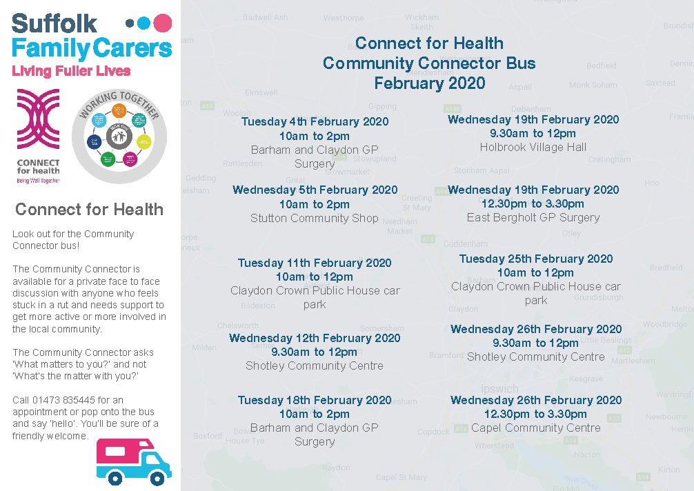 suffolkcarers's tweet photo. Our Motorhome will be out and about in February.

Our Community Connectors can arrange an appointment to spend time with you exploring what activities &amp; local support could improve your health &amp;wellbeing.

Visit our website for updates https://t.co/8Q7qfoKYRI

#connectforhealth https://t.co/S6W2y7XaS5