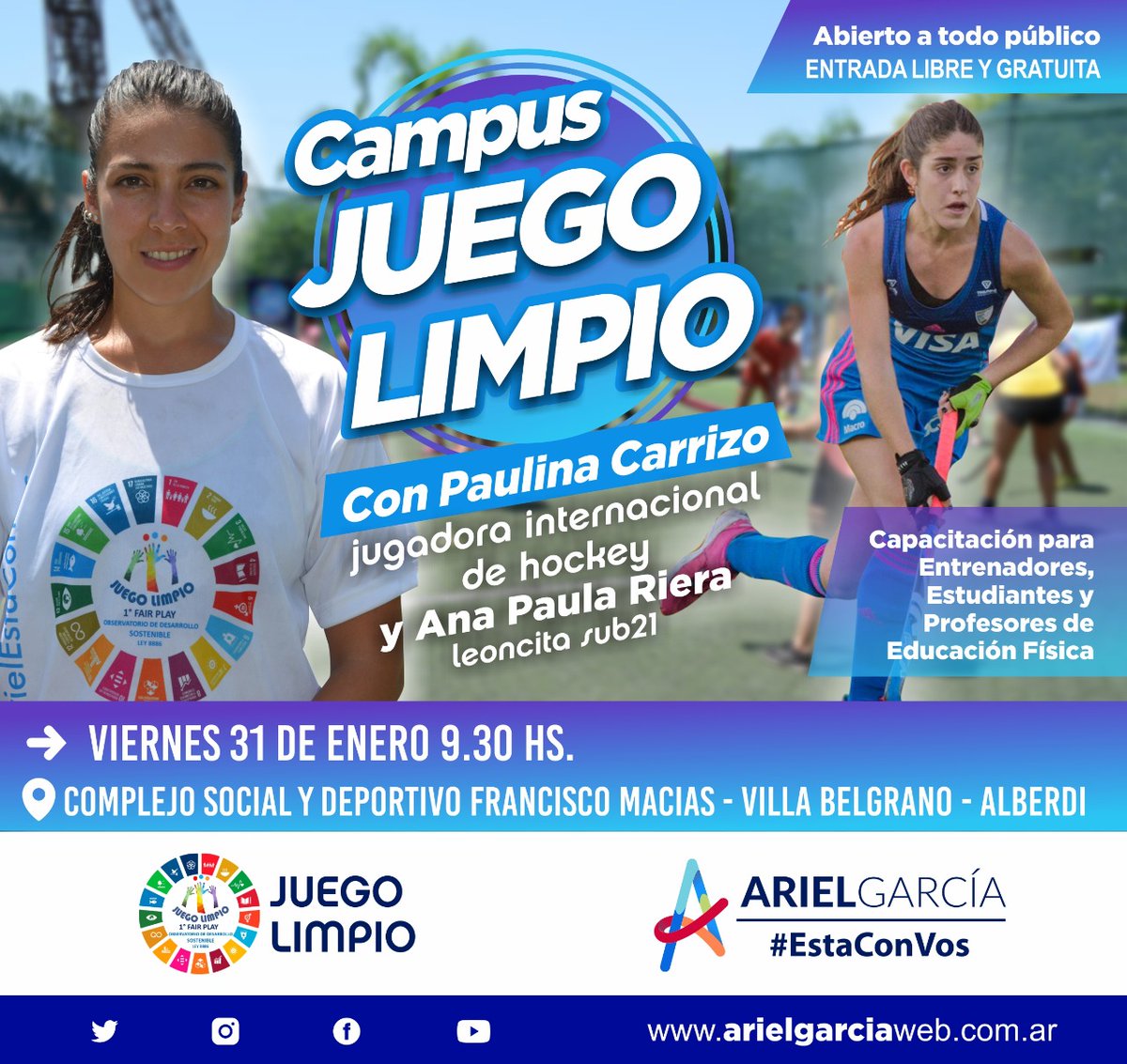 richarzurita's tweet photo. 👉Ahora x iniciativa d @ArielGarciaUCR y con gran Concurrencia de Deportistas se realiza el #CampusJuegoLimpio junto a la jugadora internacional 🏑 @PaulinaCarrizo
"Un chico en un club, es un chico menos en la calle"
Complejo "Francisco Macias" Villa Belgrano Alberdi
#BuenViernes https://t.co/jGXaBkb7fH