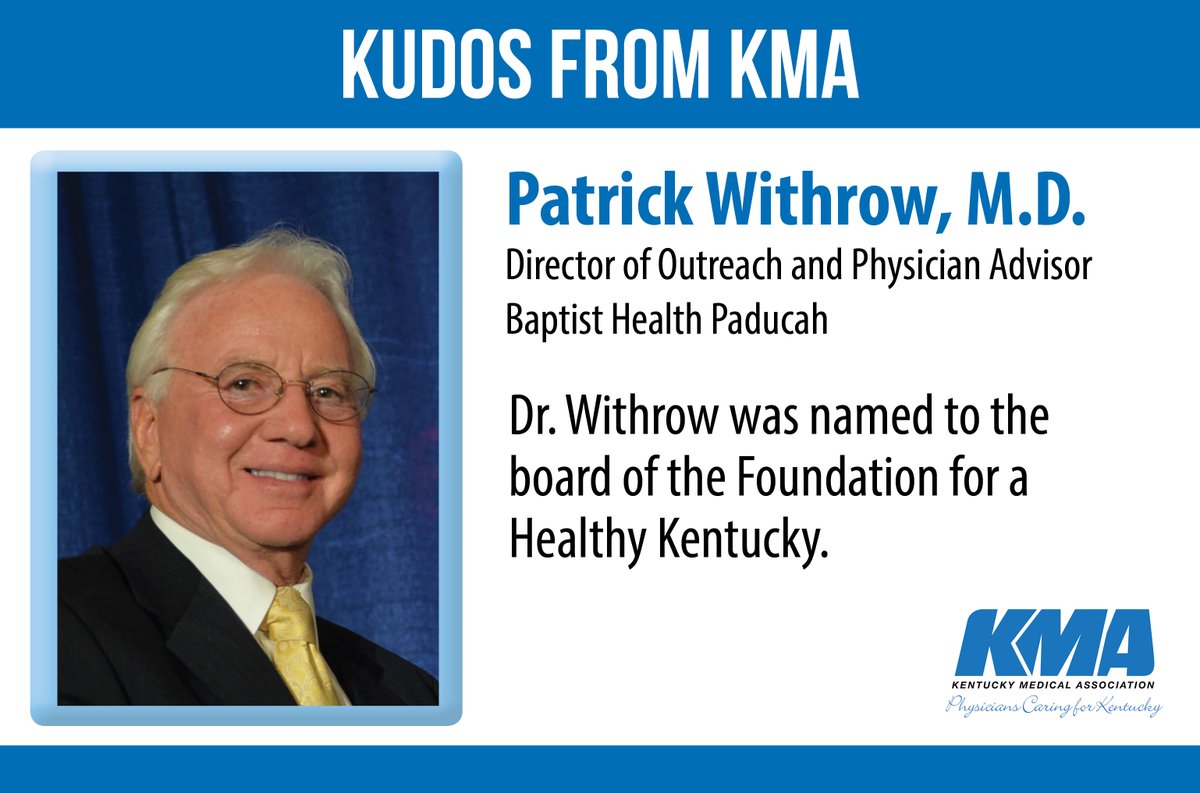 KYMedAssoc's tweet image. KMA congratulates #CCLP grad Patrick Withrow, M.D., Director of Outreach and Physician Advisor at @BHPaducah, who was named to the board of @healthyky.