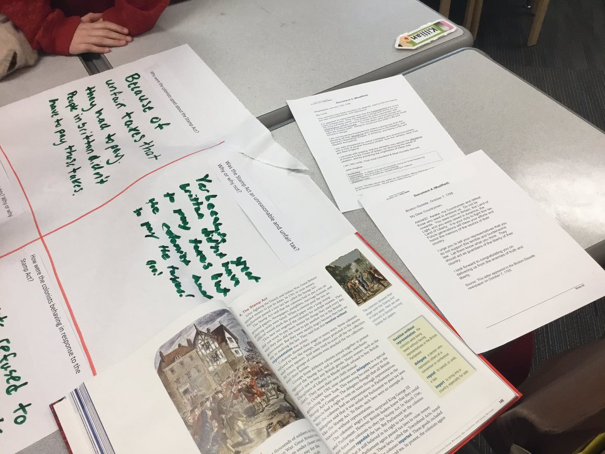 rachelteachkc's tweet photo. .@KaganOnline #Jigsaw and #CarouselFeedback to learn about the Stamp Act and Standard 2 Individuals have rights and responsibilities with #primarysources from @SHEG_Stanford. #big3 @OlatheSocSt #historicalthinkingskills #corroboration https://t.co/wpAbjjx2FH