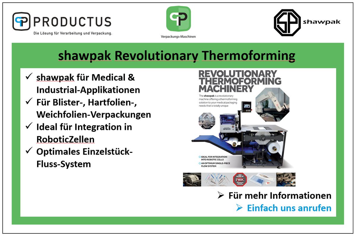 PRODUCTUS_GmbH's tweet image. PRODUCTUS GmbH – shawpak –
VerpackungsMaschinen – Die neue revolutionäre Tiefzieh-Verpackungsmaschine für Medical- &amp;amp; Industrial-Applikationen

HomePage : productus.ch/verpackungs-ma…

YouTube :
youtube.com/watch?v=VhFce9…

HashTags :
#productus #shawpak #thermoforming #medical #industrial