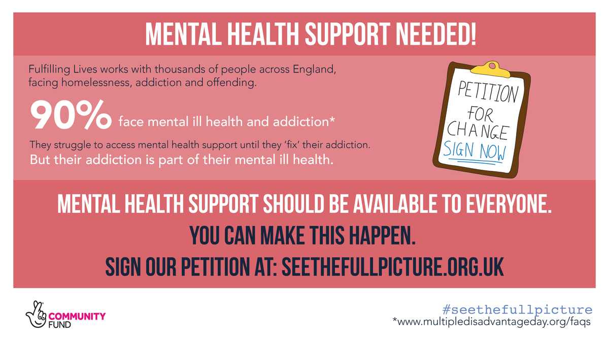 WYFIProject's tweet image. It should not be a struggle for people facing addiction to access mental health support. But it is. Help us change this. Sign our petition at seethefullpicture.org.uk so we can ask MPs and policy-makers to ensure mental health support works for all #seethefullpicture @TNLComFund