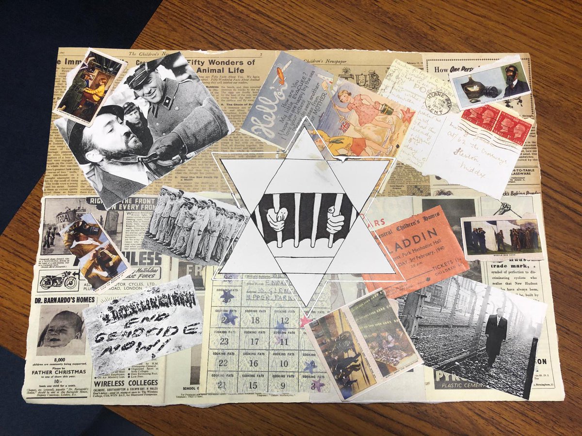 soahistory's tweet photo. A wonderful piece of work created by one of our students to honour all the victims and survivors of the Holocaust 💛💚💙 #turningpotentialintoexcellence #remember @HMD_UK @ShireOakAcademy https://t.co/mIcJaEgTYJ