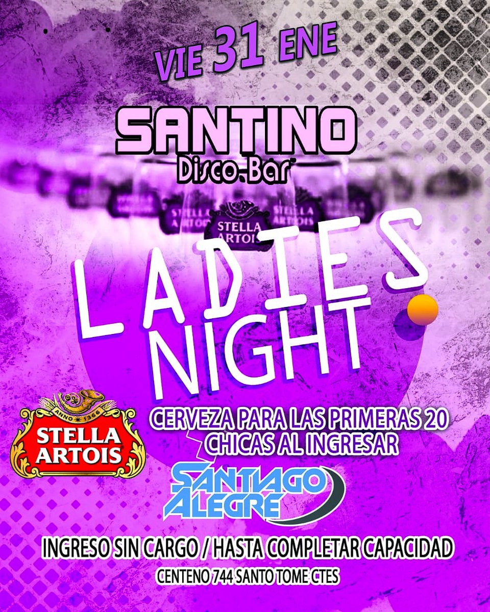 santinopub's tweet photo. Viernes #LadiesNight 💃💃 Las Primeras 20 Chicas al ingresar tienen 🍺🍺 Cerveza Free DJ @santiagoalegreoficial Te Esperamos #Daaleee https://t.co/y9eMVyW3QH