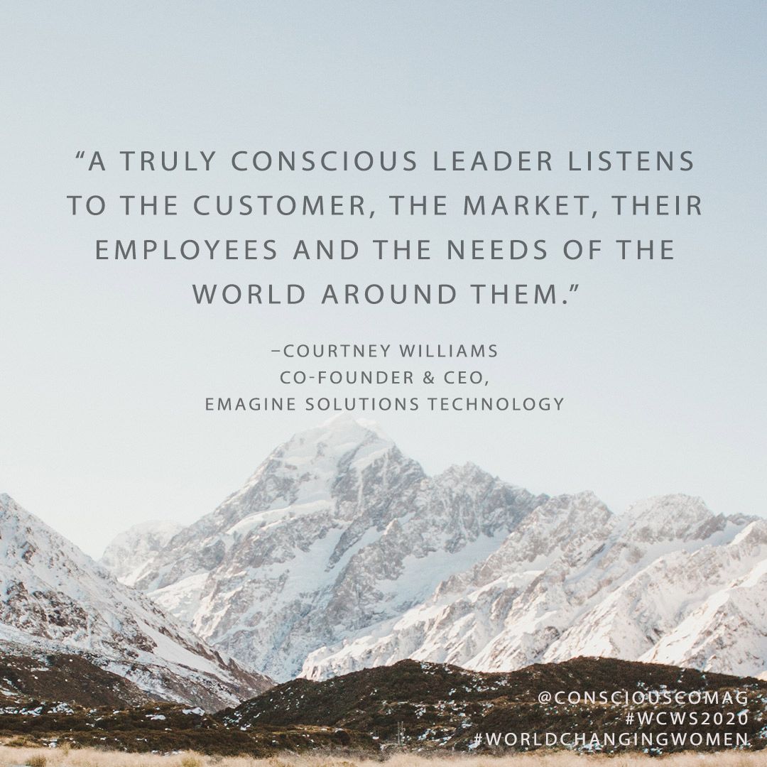 ConsciousCoMag's tweet photo. ✨ Wisdom from 2020 World-Changing Woman Courtney Williams, Co-founder &amp; CEO, Emagine Solutions Technology @_vistascan_ #WorldChangingWomen #WCWS2020 #consciouscompany #consciousbusiness #consciousleadership #worldchangingwoman #femalefounder #globalimpact @katespadeny https://t.co/5anEGrqQHx