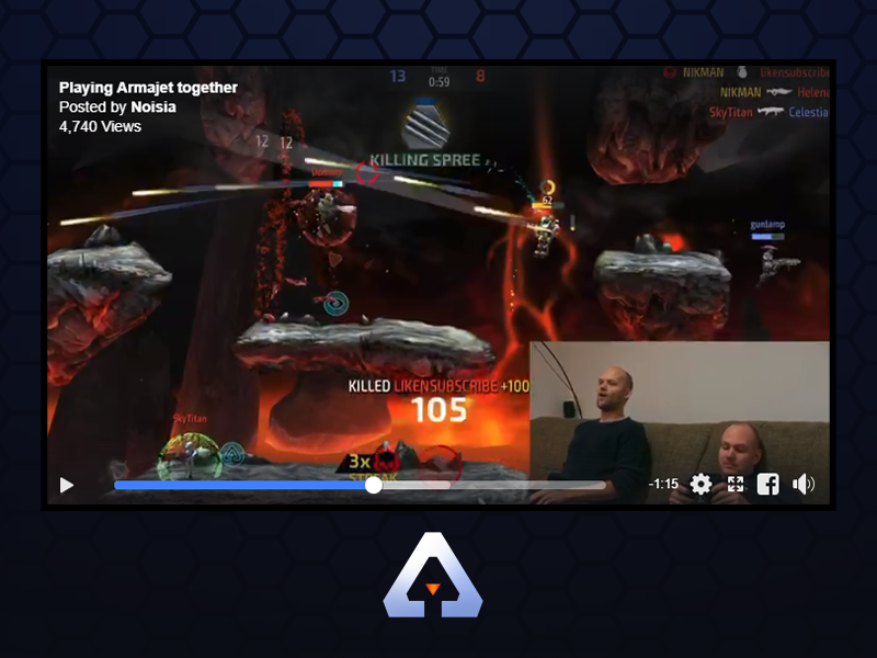 Armajet's tweet image. Pilots! Follow us on Facebook and check out @Noisia_nl playing Armajet after producing the Armajet Original Game Soundtrack! GG's and see you in our skies! 🔊🎮🚀

🎮facebook.com/Armajet