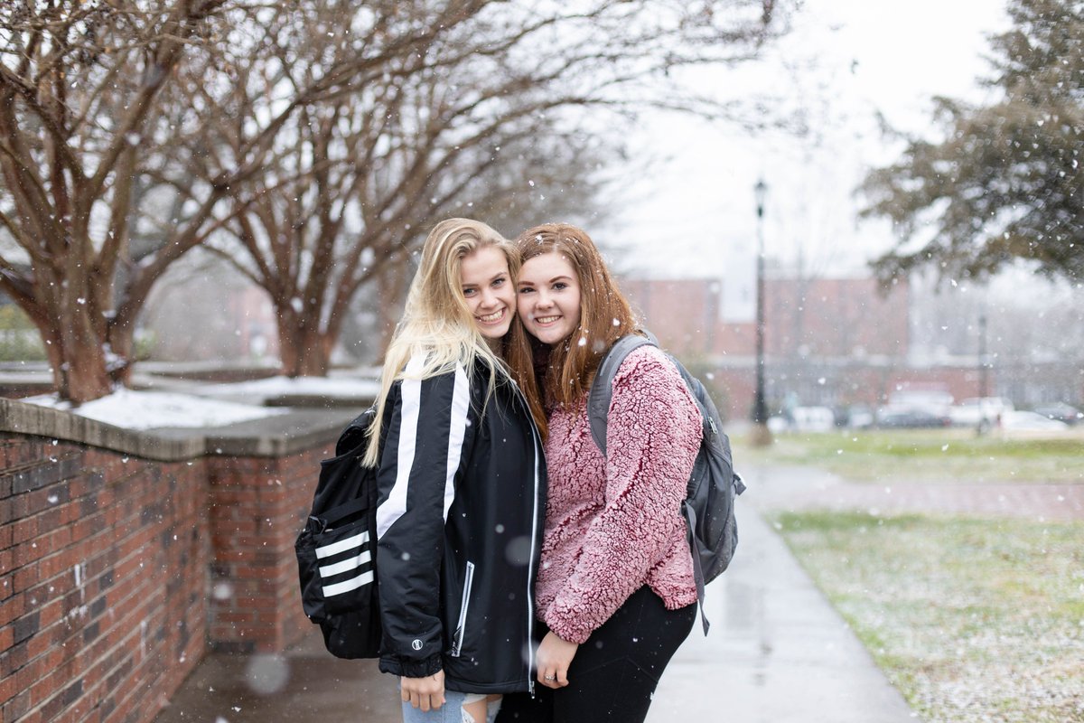 lenoirrhyne's tweet image. The first snowfall of the year has students grinning ear to ear. 🐻❄️