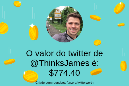 Meu valor no Twitter é: $774.40

Encontre o seu com clockurl.co/key/twitterwor…

⠀