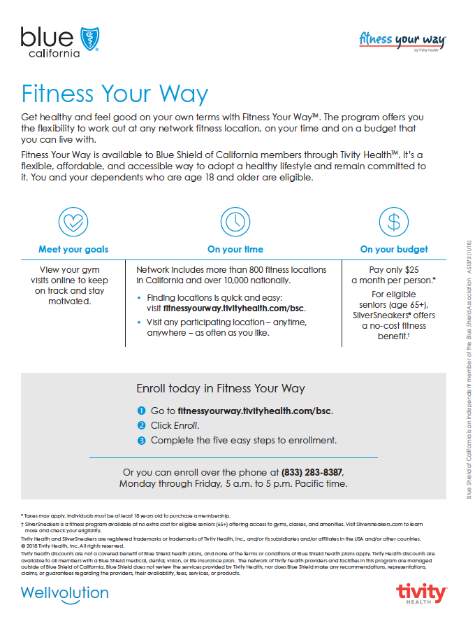 BenefitsFsd's tweet photo. Attention FSD employees enrolled in a SISC Blue Shield medical plan
Looking to join a gym but don't know which one? Fitness Your Way allows you to choose from over 10,000 fitness centers nationwide for only $25 a MONTH!!! See below https://t.co/ms5oKrzIlH