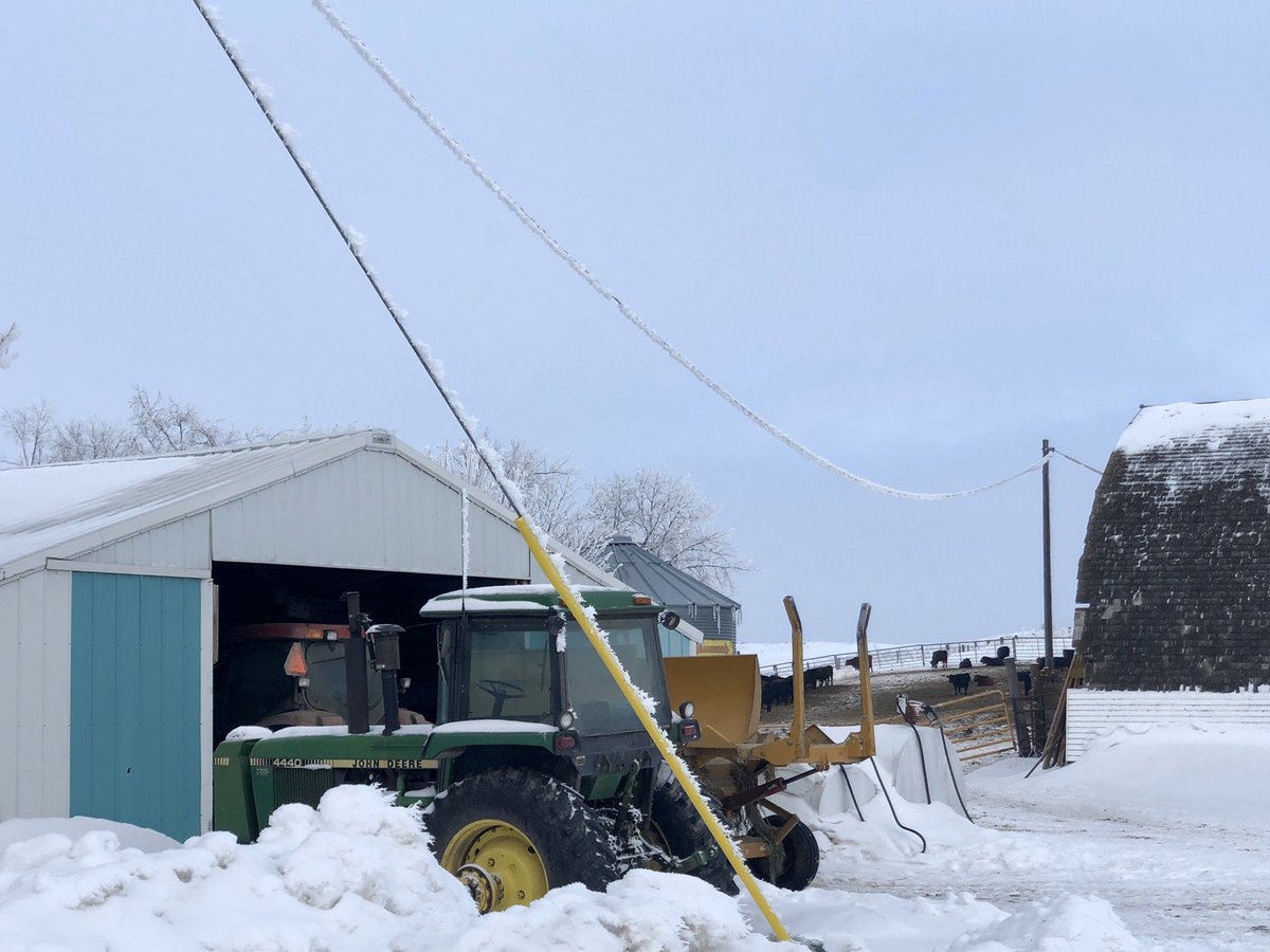overby_ranch's tweet image. #PowerProblems Update: We now have no power. Apparently the outage covers a wide swath from Tolna to Binford. Naturally, I had to go investigate. Hoping for some warm temps &amp;amp; sunshine this weekend to melt this off!