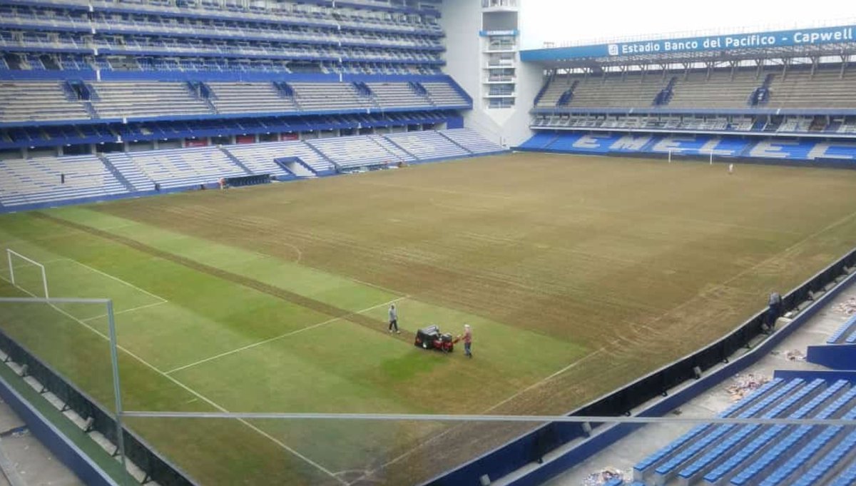 cesarp11z's tweet photo. #Emelec. Una de las críticas más grandes de la #ExplosionAzul2020 fue el estado del césped. Hoy se realizan trabajos en el campo de juego para tener un gramado en óptimas condiciones para su primer partido en el Capwell en Copa Sudamericana el 20 de Feb.
📸: @CarlosParraga70 https://t.co/p5kQ39CmEt