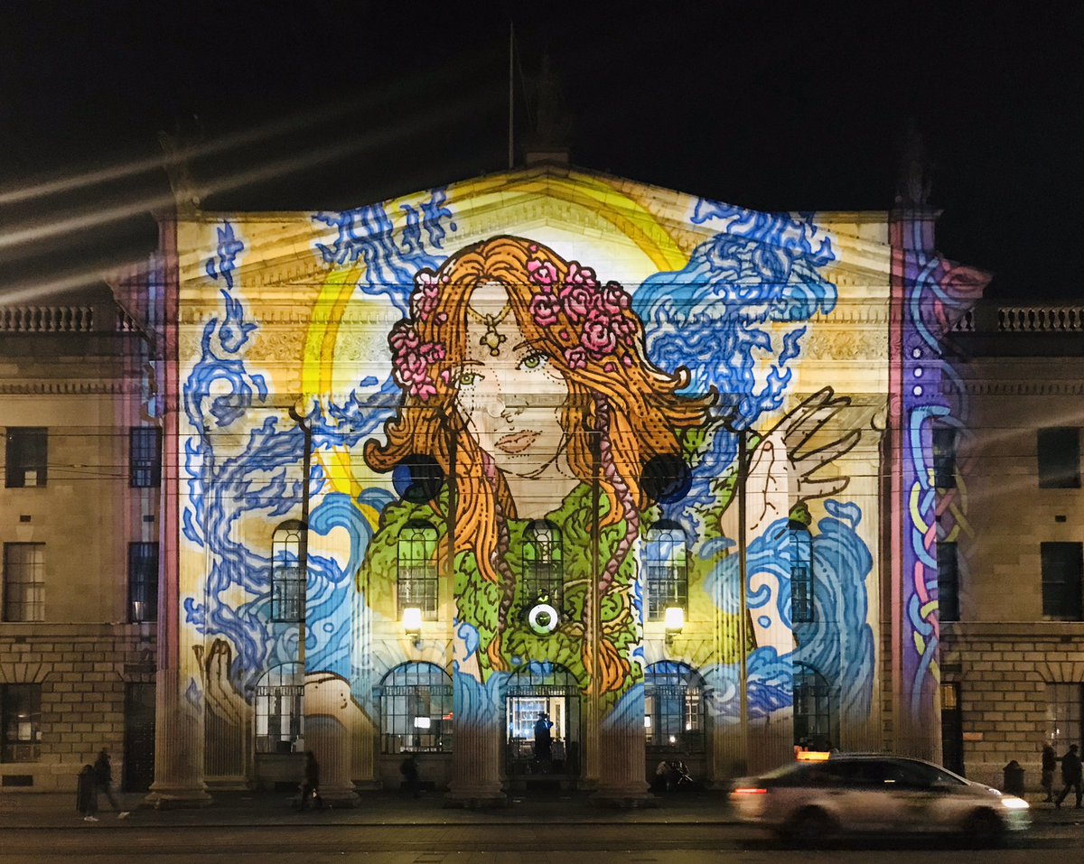 HerstoryIreland's tweet photo. The legendary @jimfitzpatrick created this new art of #Brigid, Ireland’s matron Saint and Triple Goddess, for the 2020 #Herstory Light Festival on #StBrigidsDay #EPICwomen https://t.co/hxENJscdqp