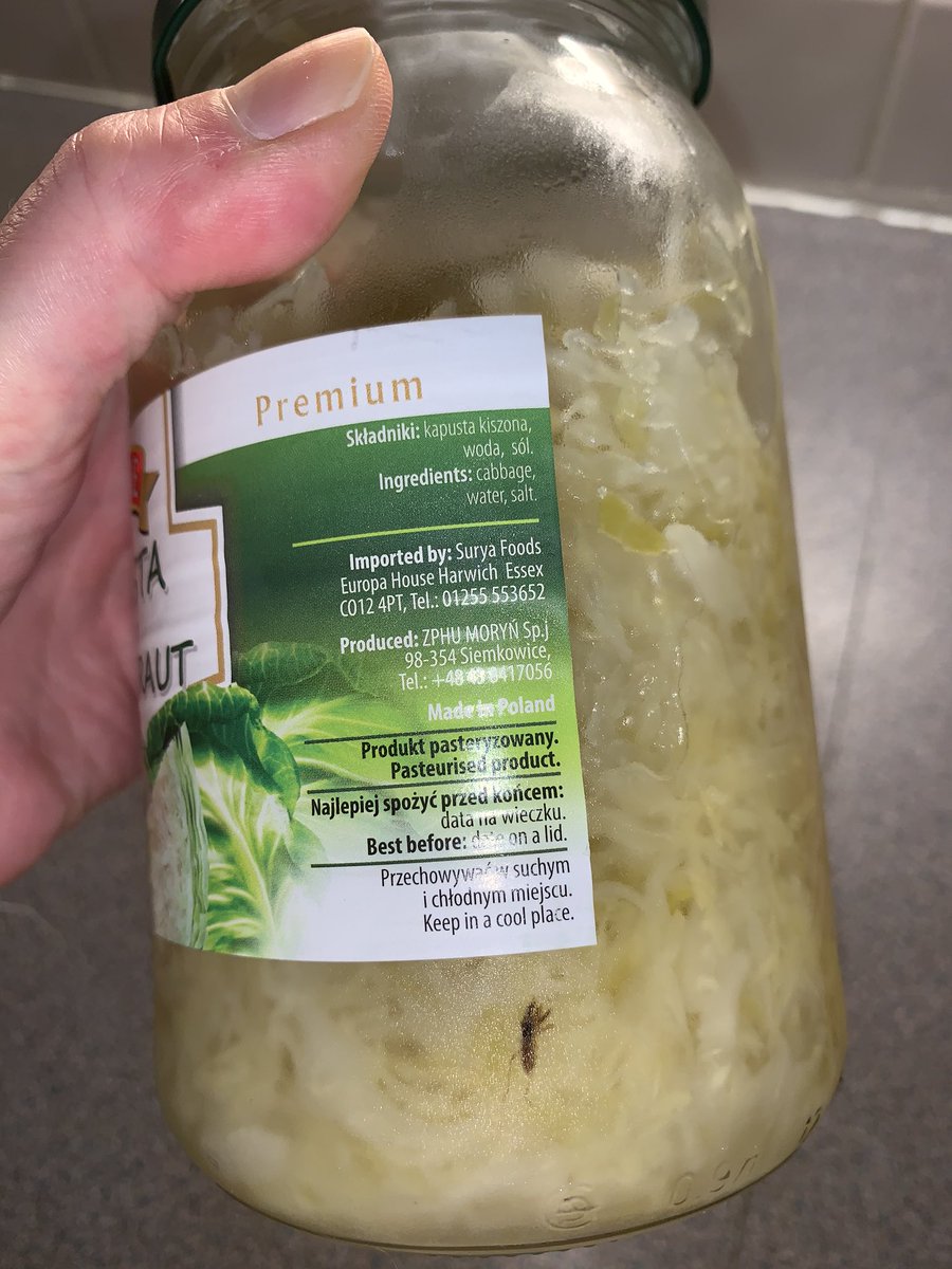CdptCorrinne's tweet photo. Thanks @asda for my dodgy belly! Nice added extra to my sauerkraut!! https://t.co/Ju5SulQmUj