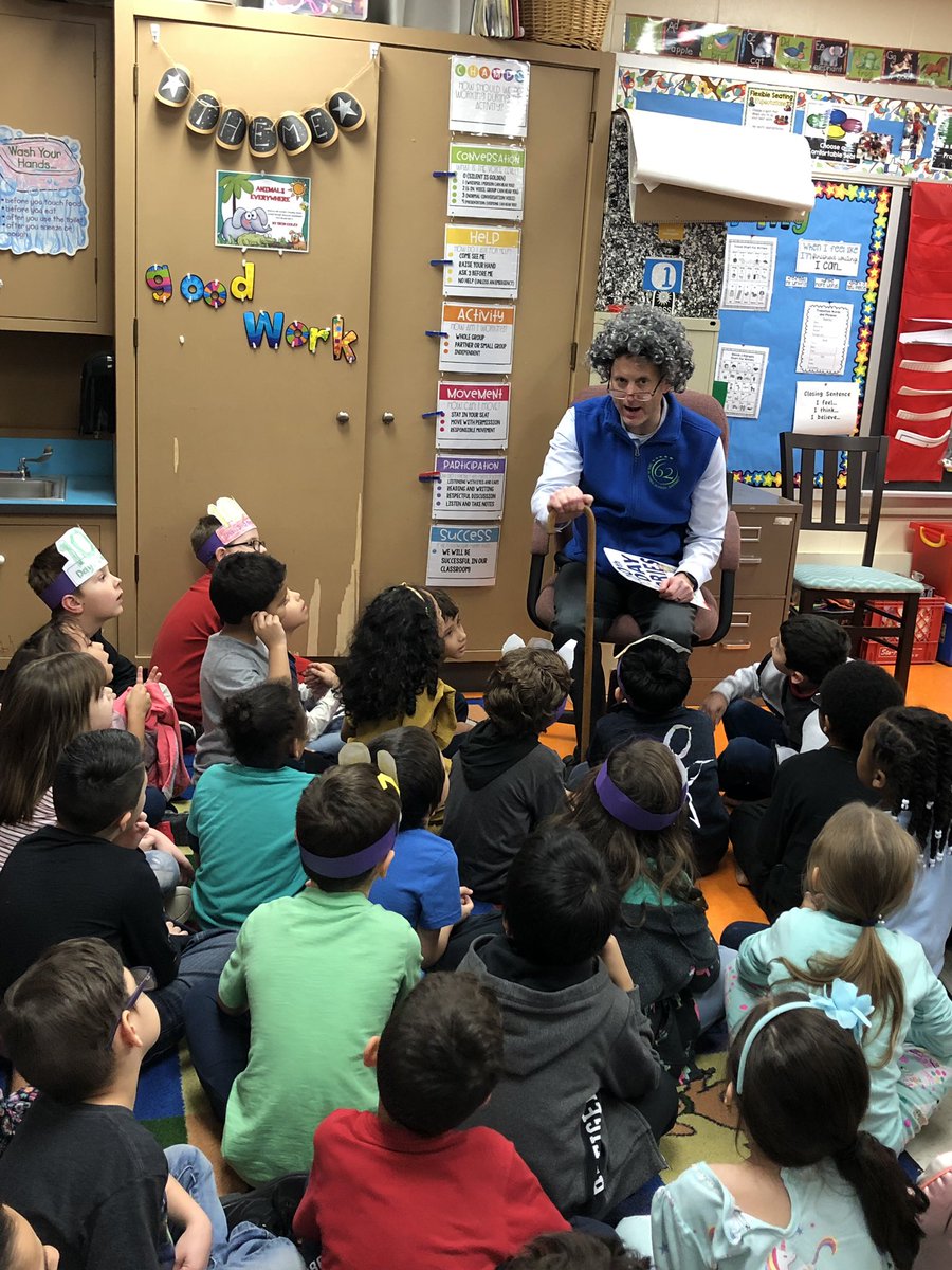 MsRossKinder's tweet photo. Thank you @adamdenenberg for being our special 100th day of school mystery reader today!  What a surprise to have a mystery reader that is 100 years old. #62NO https://t.co/JjkDUHa57H