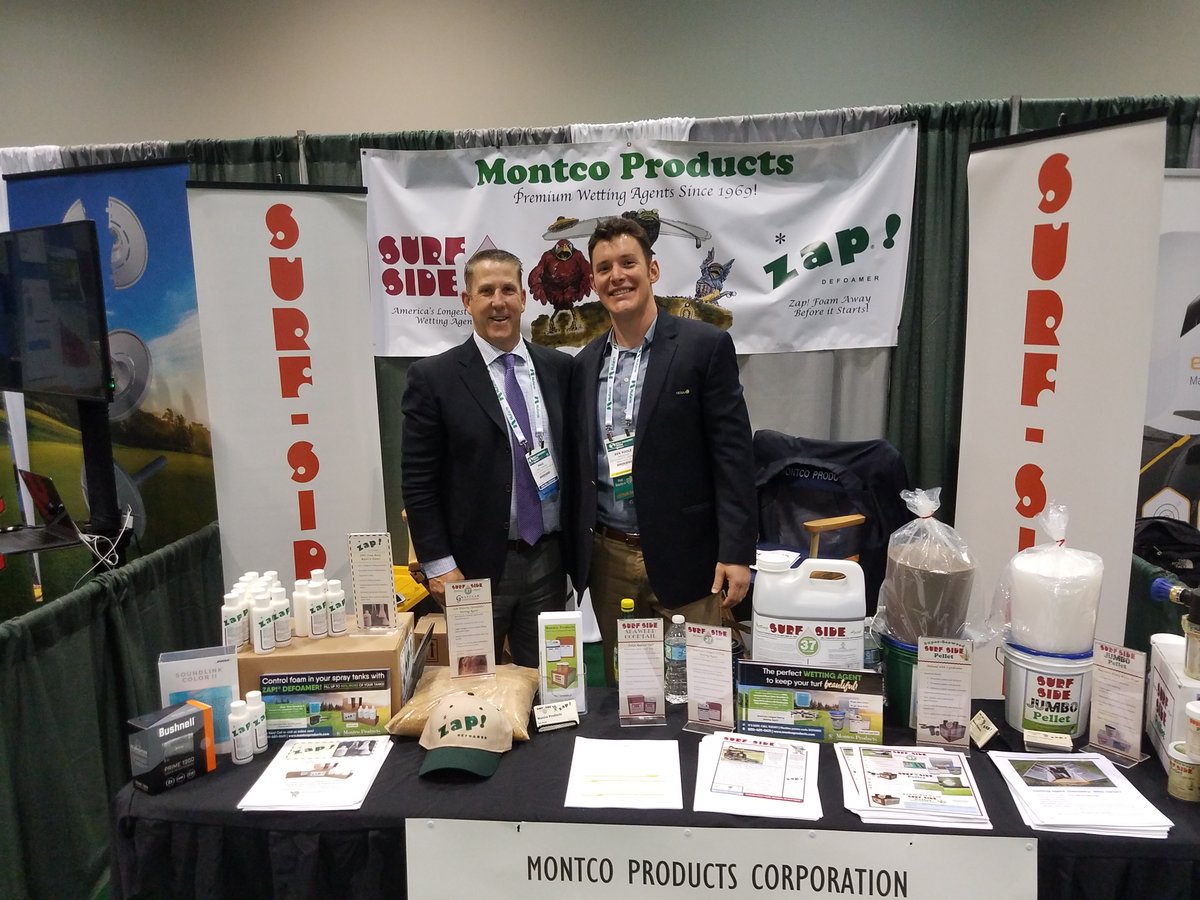 MontcoProducts's tweet photo. Paul Cushing #PCTURFPRO stopped by the #SurfSide37 booth to talk #agronomy this week at the #GIS2020. Paul's great presentation on sodium management in soils was a highlight of this year's show! @GCSAA_GIS #GolfIndustryShow https://t.co/2YSTXIDqFP