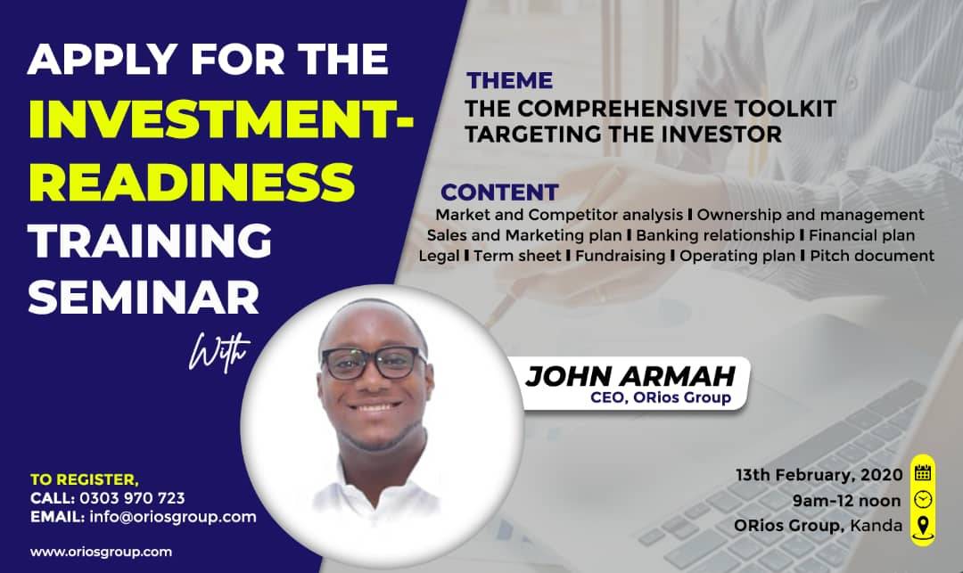 OriosGroup's tweet photo. Is your business in the right position to target the right audience?

Are you finding it challenging to start your business  and  ready to be supported by an investor?

Join our training session on 07/02/2020 as we help you build your dream business.

Register Now: 0303 970 723 https://t.co/WGDrNarndu