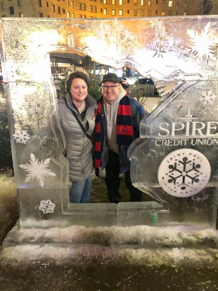 SPIREcu's tweet photo. Thanks to everyone who has tagged us in their @StPaulWinter Carnival ice sculpture photos! Don't miss SPIRE ambassadors in the Vulcan Victory Torchlight Parade on Saturday & Archie at the @SaintPaulHotel all weekend! #here2improve #howweroll https://t.co/2K1aejoiRb
