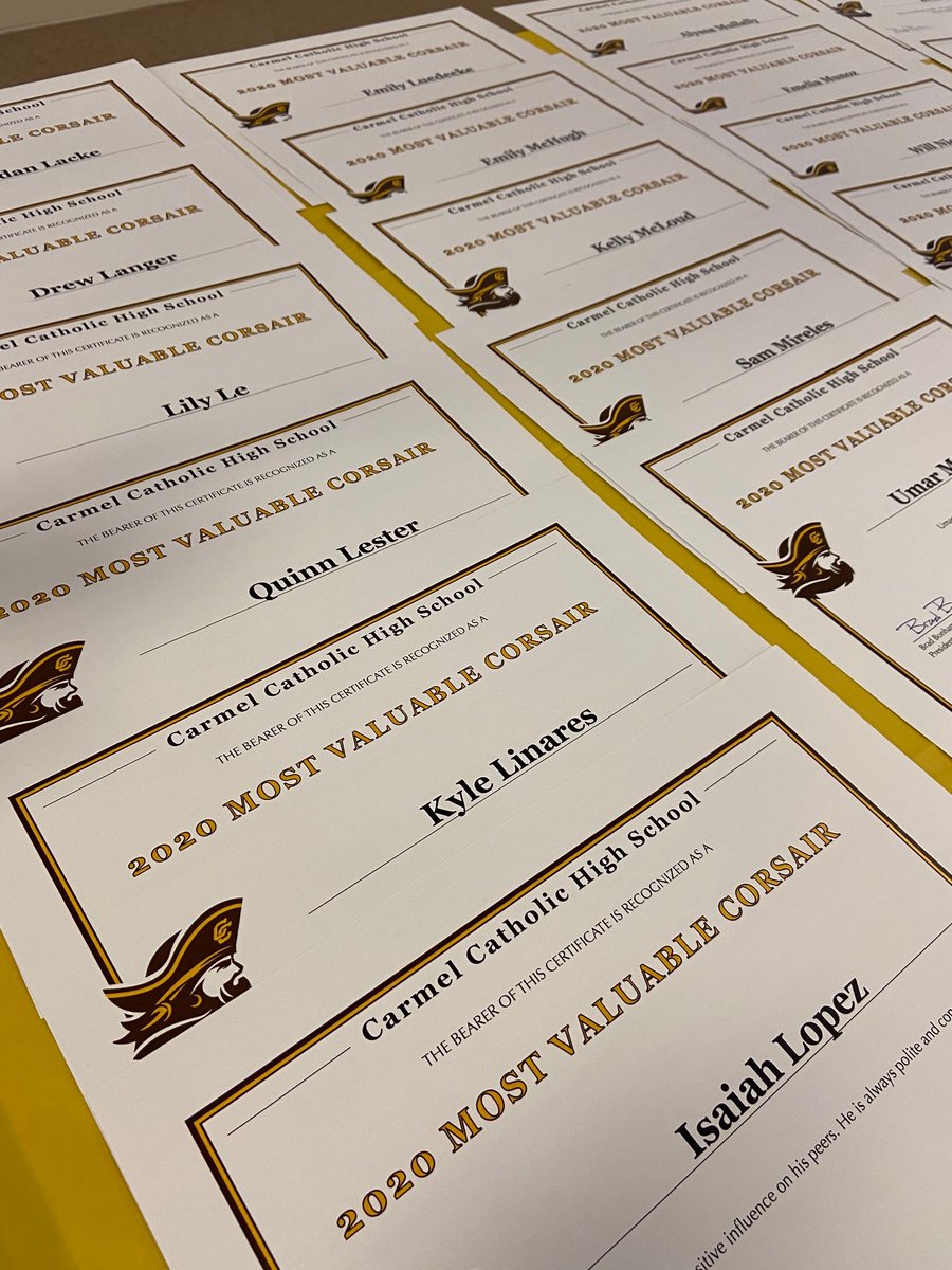 CCHSCorsairs's tweet photo. Congratulations to our Most Valuable Corsairs, who were honored this morning with a special breakfast during homeroom.
MVCs are students who exemplify the values of Carmel Catholic High School through their actions at school and in their community.
#CSW2020 #CARMELvalues https://t.co/Gfs2ijgCCM
