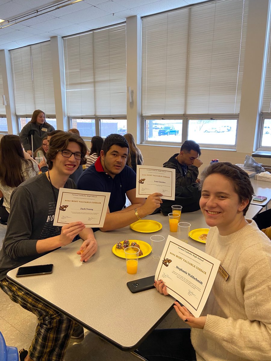 CCHSCorsairs's tweet photo. Congratulations to our Most Valuable Corsairs, who were honored this morning with a special breakfast during homeroom.
MVCs are students who exemplify the values of Carmel Catholic High School through their actions at school and in their community.
#CSW2020 #CARMELvalues https://t.co/Gfs2ijgCCM