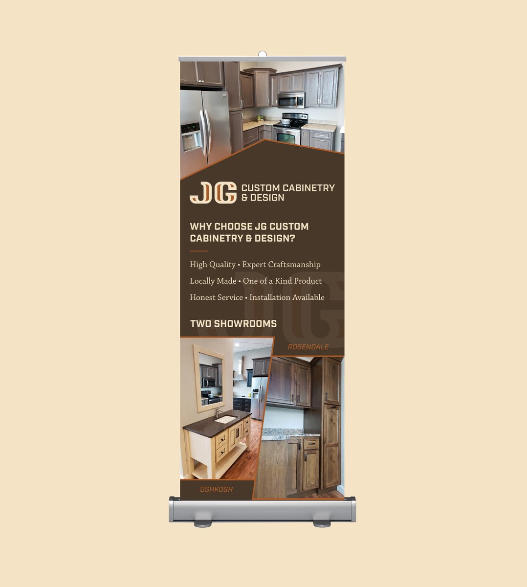 44_North's tweet photo. Let's end the week with a show and tell! John came to us last fall looking for assistance marketing his business, JG Custom Cabinetry &amp; Design which by the way is really cool and they do phenomenal work. First order of business was a brand refresh and creating some sales tools. https://t.co/JdPvYPeLXO