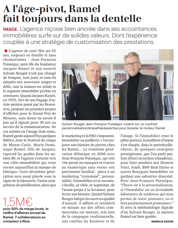 Ramel_Com's tweet photo. Merci à #tribuca, la Tribune Bulletin côte d'azur, pour ce papier à l'occasion des 65 ans de notre entreprise ! https://t.co/kxVGM9jqoq