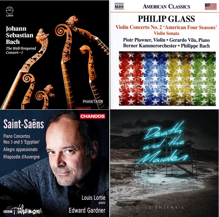 On tonight's Sound Out | American Four Seasons Violin Conc by @philipglass on @naxosrecords | @12Ensemble play Schubert and @oliverleith | Saint-Saens Piano Concerti with Louis Lortie @BBCSO  @ChandosRecords | @phantasmviol play Bach keyboard works @LinnRecords | @RTElyricfm 9pm