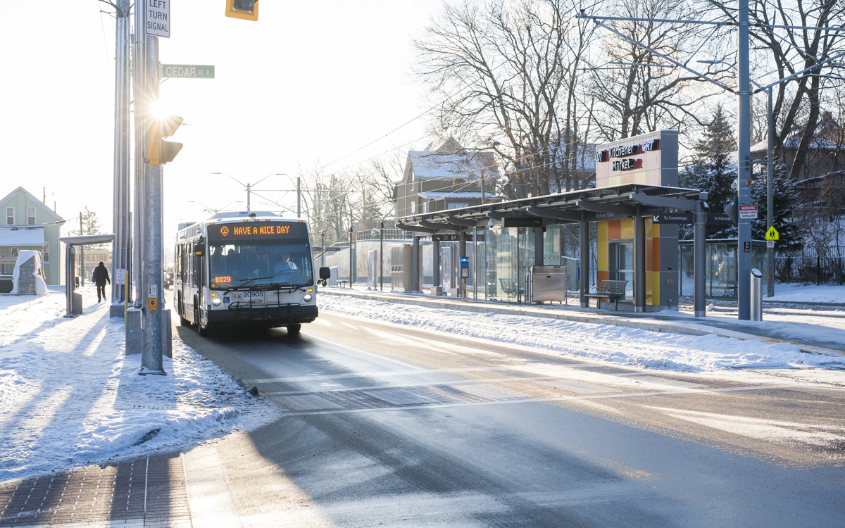 Bus passing Kitchener Market Station