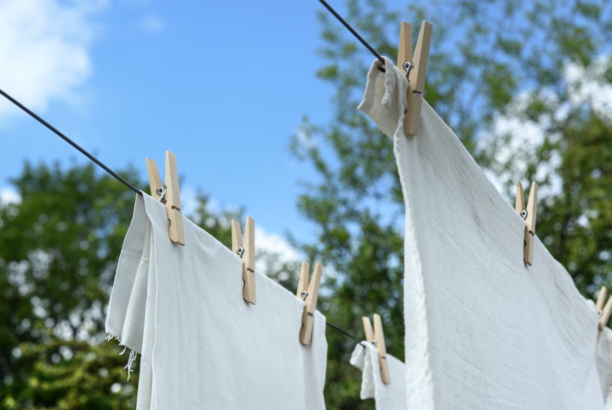 Washing drying on a line