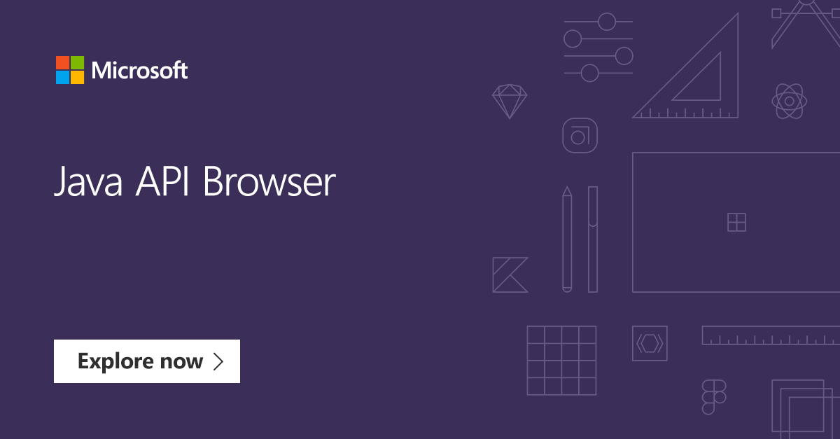"Java API Browser" is displayed against a purple background, alongside various shapes.